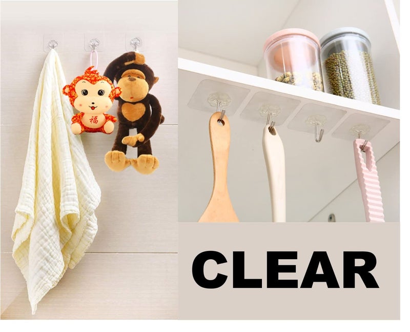 QUALIALL 33lbs Adhesive Sticky Hooks for Hanging on Wall or Ceiling, Heavy Duty, Traceless, No Damage(10pcs) - Image 4